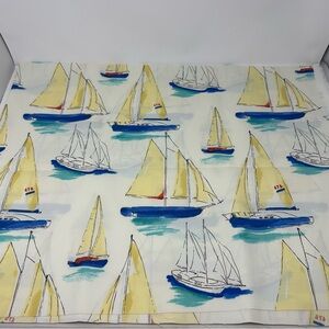 Covington Outdoor Fabric Piece Ivory Yellow Blue Sailboats 56”x44” Nautical 2016